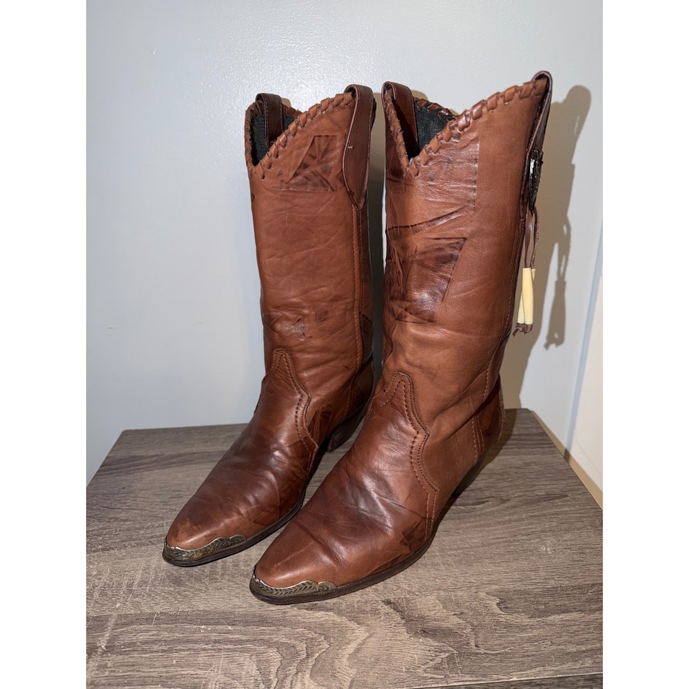 Laredo Womens 8 Brown Leather Western Cowboy Boots Pointed Toe Y2K
